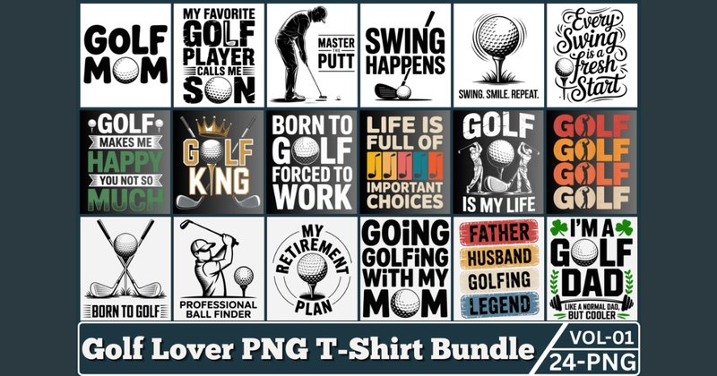 Golf Lover PNG T-Shirt Bundle Vol. 01 (by Design Station)