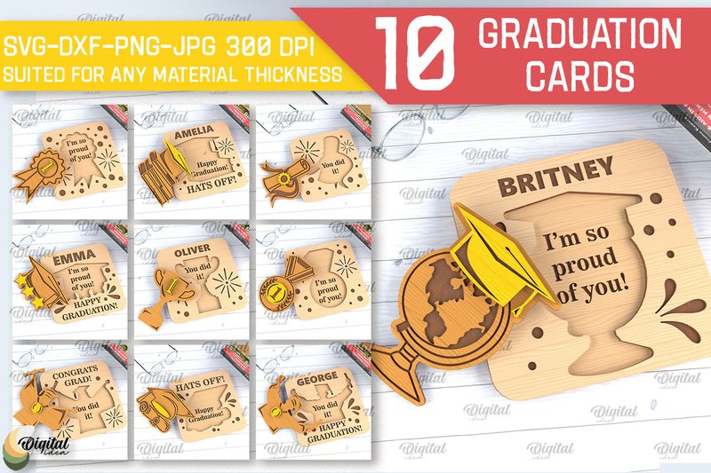 Graduation Cards Laser Cut Bundle (by Digital Idea)