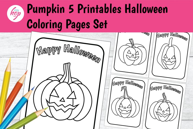 Halloween Pumpkin Coloring Pages (by easy.hop)