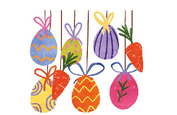 Hanging Easter Eggs Decoration - Sketch, Watercolor (by Creative Fabrica Crafts)