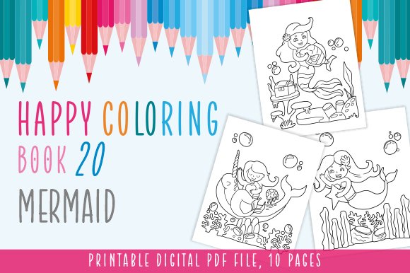 Happy Coloring Book 20 - Mermaid (by Momentos Crafter)