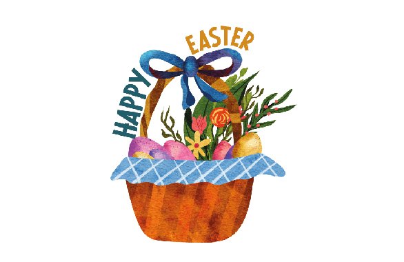 Happy Easter - Basket - Sticker, Watercolor (by Creative Fabrica Crafts)