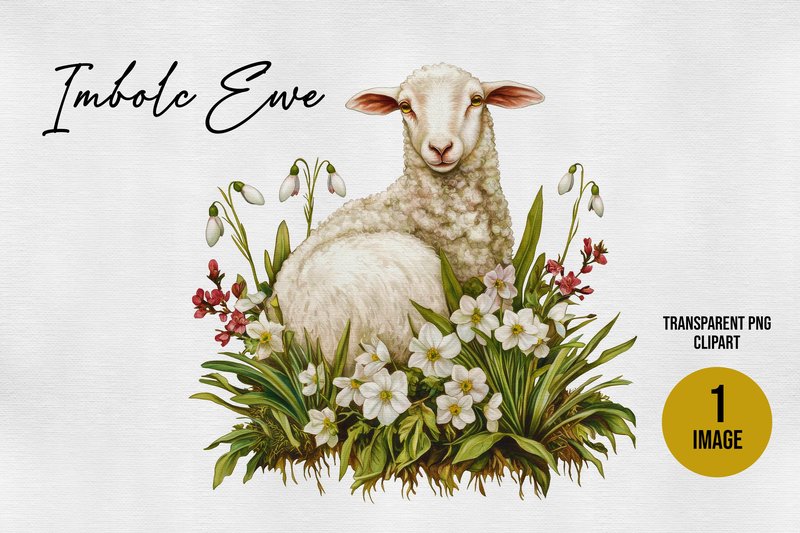 Imbolc Ewe Single Clipart Pagan Craft (by Digital Magpie Design Studio)
