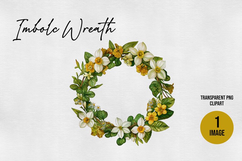 Imbolc Wreath Single Clipart Pagan Craft (by Digital Magpie Design Studio)