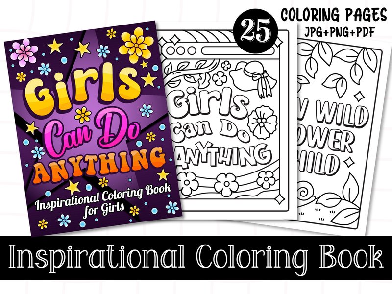 Inspirational Coloring Book for Girls (by Magic Cat)