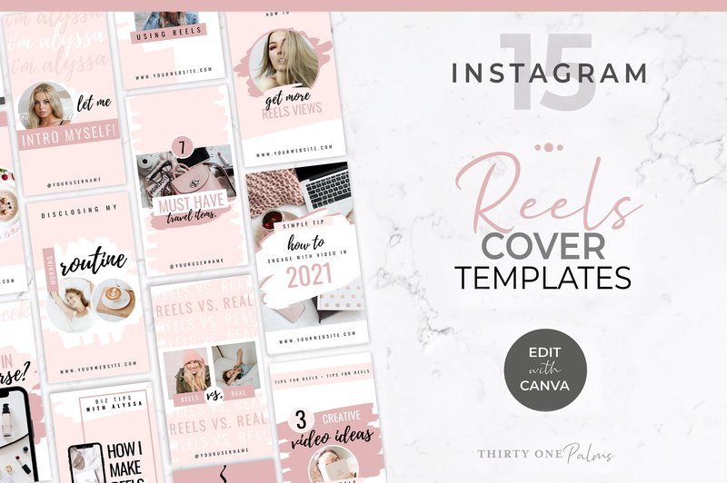 Instagram Reels Cover Templates | Blush (by Thirty One Palms Studio)