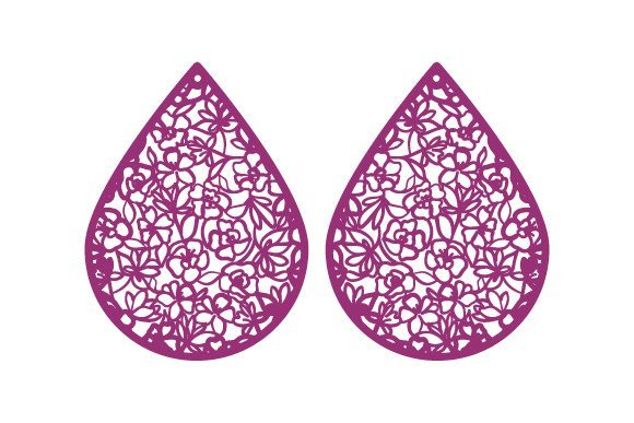 Intricate Cut Tear Drop Earrings - Flower Pattern (by Creative Fabrica Crafts)