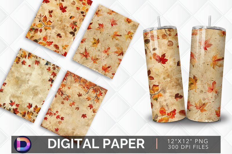 Just Fall Digital Paper, Autumn Backgro (by DelArtCreation)