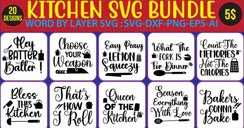 Kitchen SVG Bundle (by SimaCrafts)