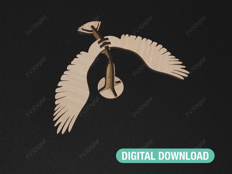 Laser Cut Files Balancing Bird Toy (by fv3digital)