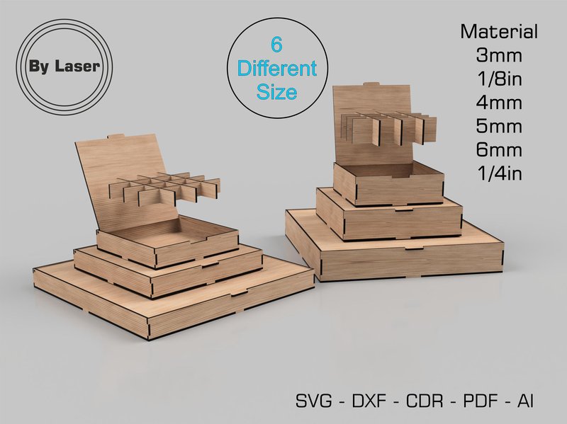 Laser Cut Files Box Storage Organizer (by ByLaser)