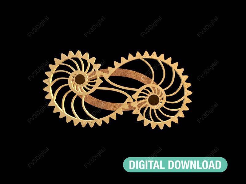 Laser Cut Files Nautilus Spinning Wheels (by fv3digital)