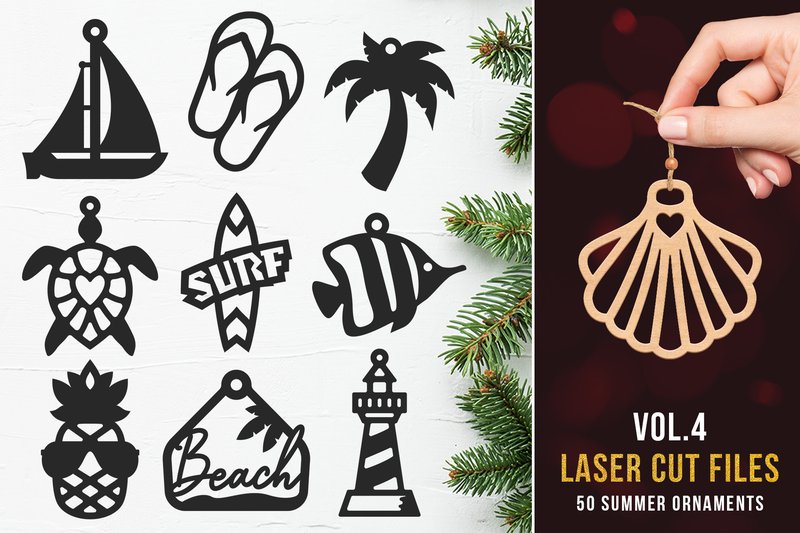 Laser Cut Files Vol.4 - Summer Ornaments (by pixaroma)