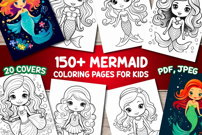 Mermaid Coloring Pages (by Designova)