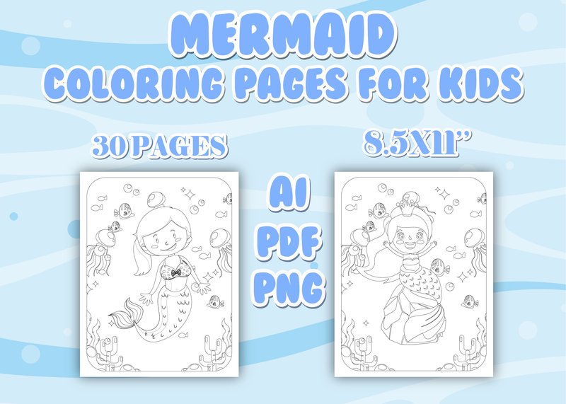 Mermaid Coloring Pages for Kids (by Tixxor-Global)