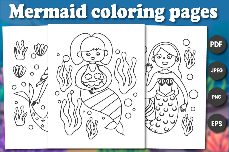 Mermaid Coloring Pages for Kids (by Adobe Master)