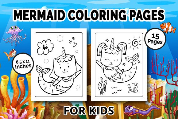 Mermaid Coloring Pages for Kids (by Kids_Zone)