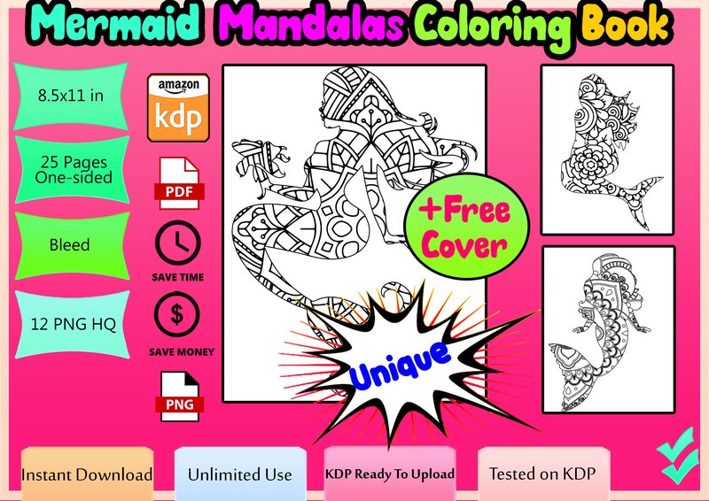 Mermaid Mandala Coloring Book for Adults (by Funnyarti)