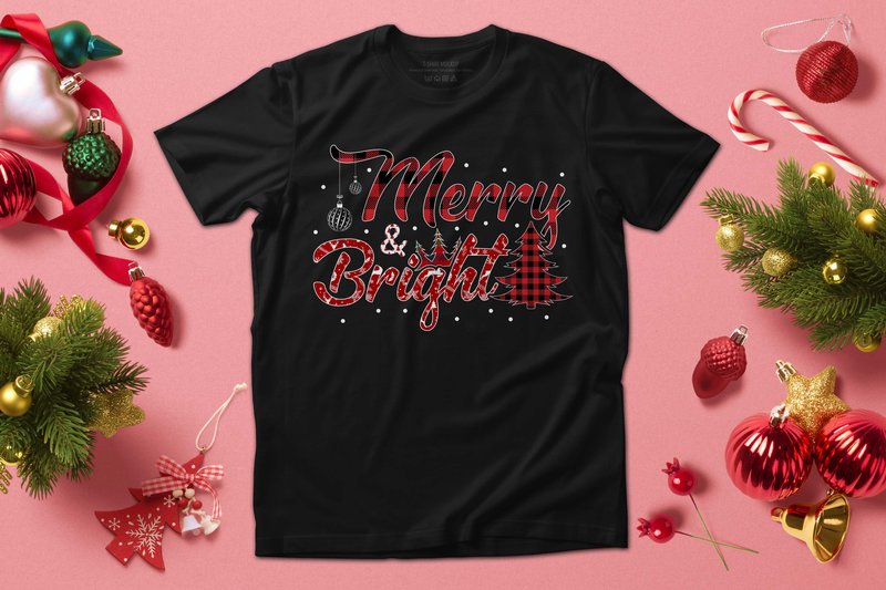 Merry and Bright Christmas with Plaid (by Unique T-shirt Design)