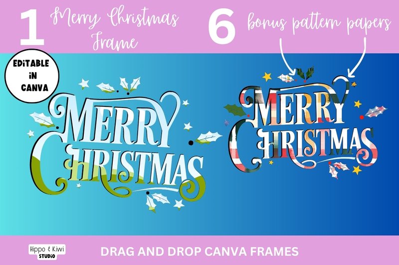 Merry Christmas Canva Frame (by Hippo and Kiwi Studio)
