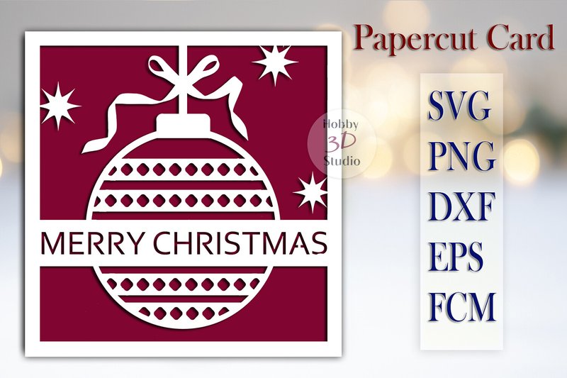 Merry Christmas Card Cut Templates SVG (by Hobby3DStudio)