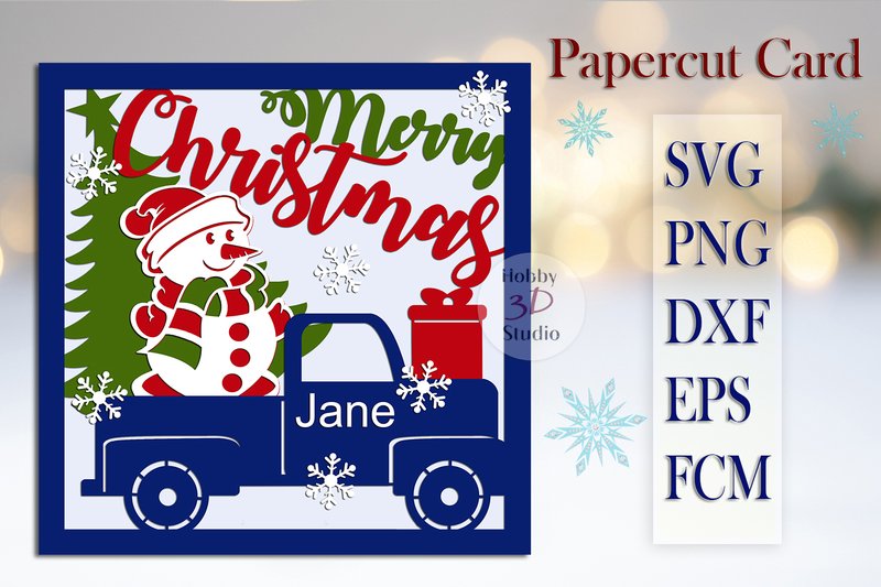 Merry Christmas Cut Card Templates SVG (by Hobby3DStudio)
