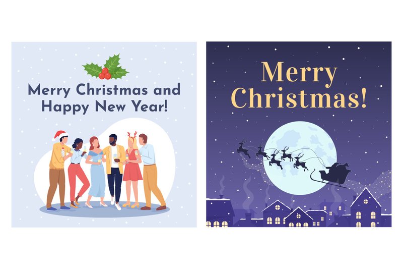 Merry Christmas Greeting Card Templates (by IMG visuals characters)