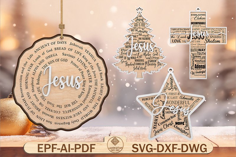 Merry Christmas Jesus Christ Ornament (by Lasercutiny)
