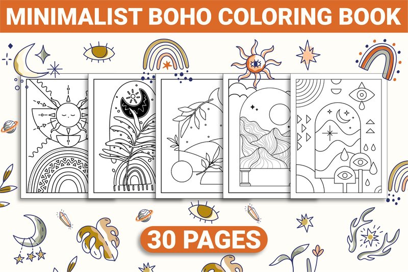 Minimalist Boho Coloring Book (by PRO KDP TEMPLATES)