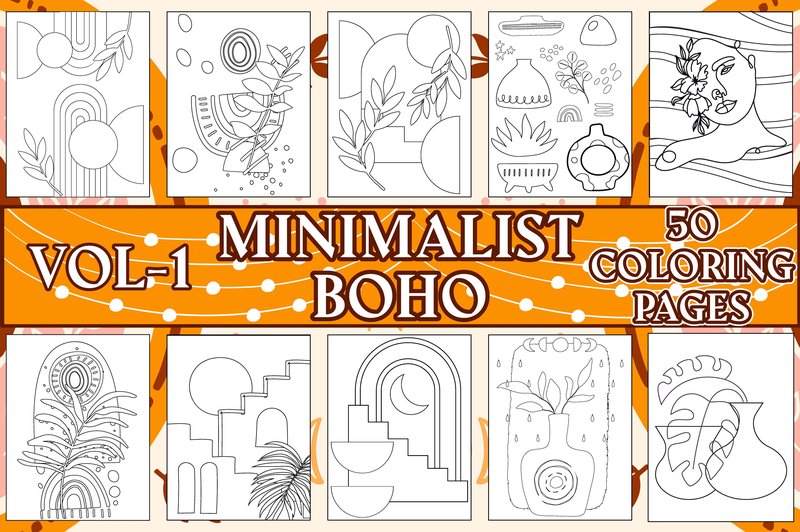 Minimalist Boho Coloring Pages for Adult (by Omnia Hiba Designer)