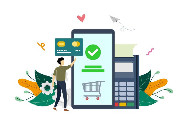 Mobile Payment E-shop Flat Illustration (by Lartestudio)