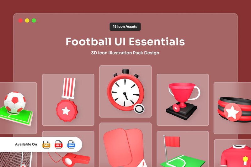Modern 3D Soccer UI Icon Collection (by twinletter)