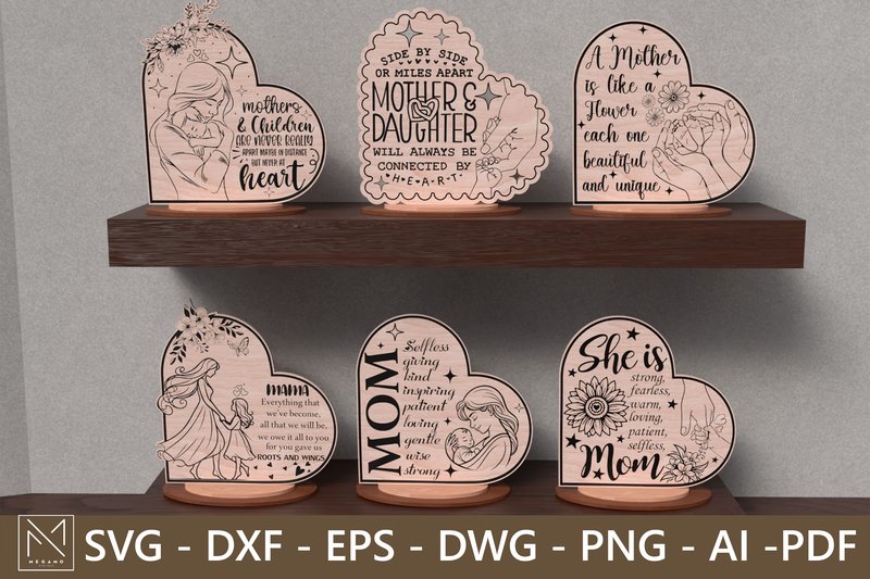 Mother’s Day Heart Sign Laser Cut Bundle (by Namlaserart)