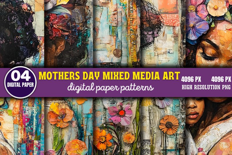 Mothers Day Mixed Media Art Pattern 1 (by Styled Mockup Studio)