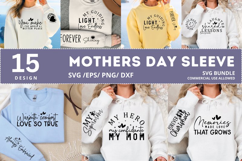 Mothers Day Sleeve SVG Bundle, Mom Sleev (by DelArtCreation)