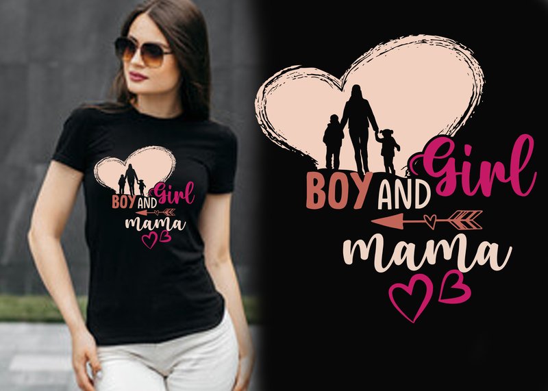 Mothers Day T Shirt. Boy and Girl Mama (by syedafatematujjuhura)