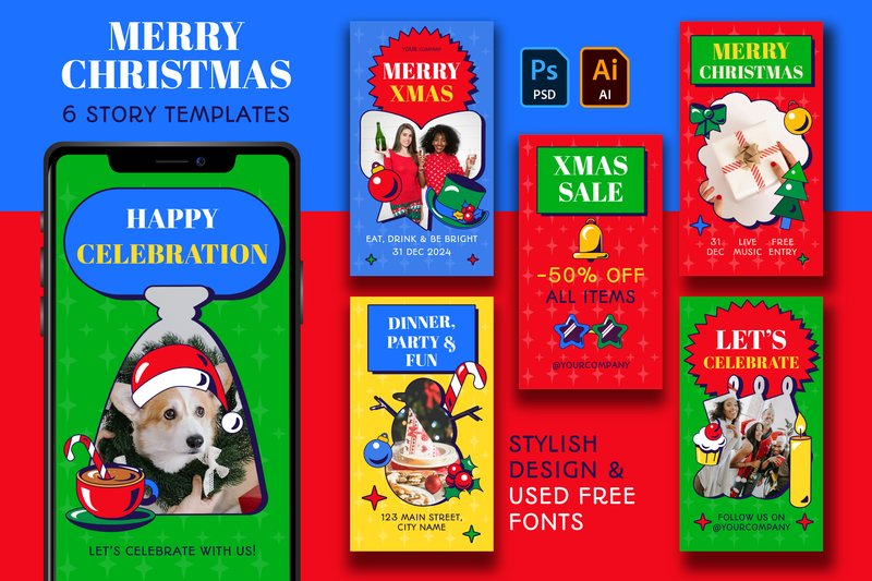 Neo Brutalism Christmas Story Template (by barsrsind)