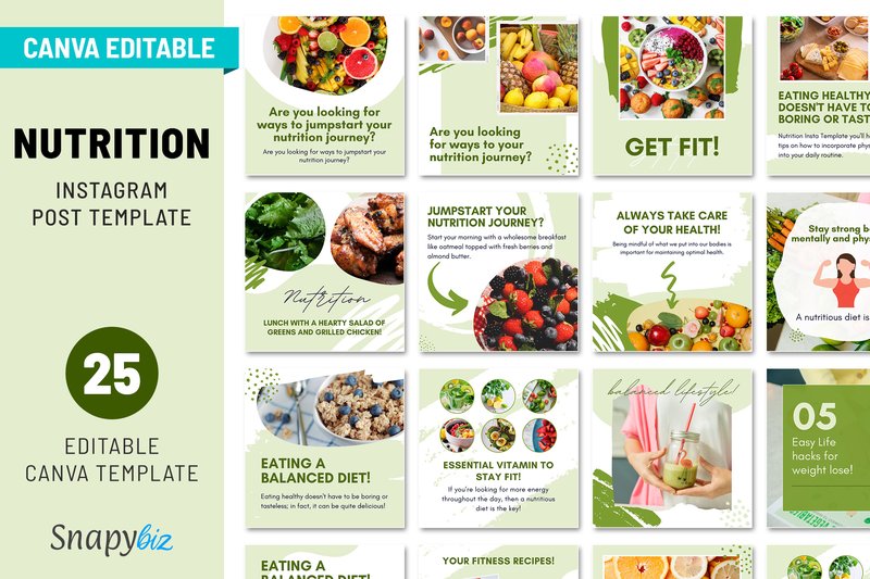 Nutrition Instagram Templates (by SnapyBiz)