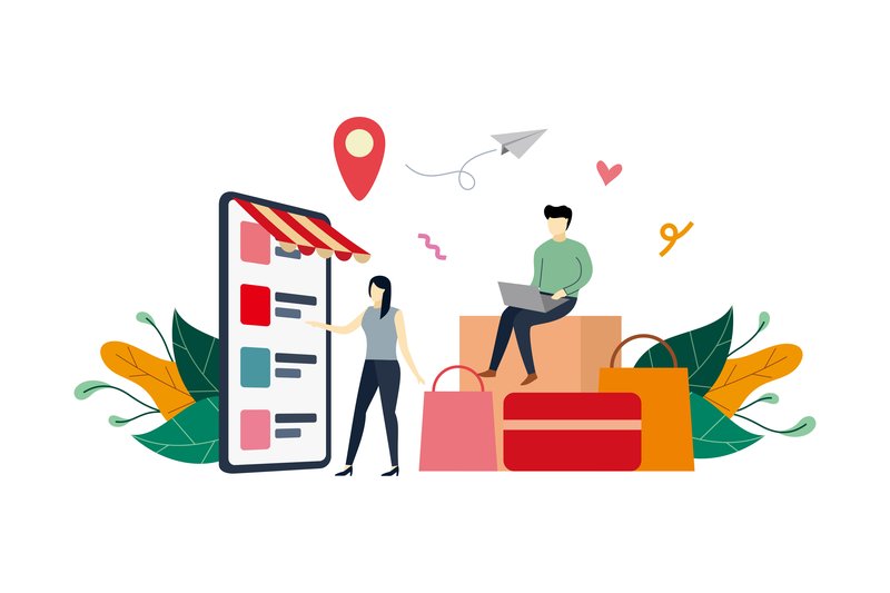Online Shopping Flat Design Illustration (by Lartestudio)