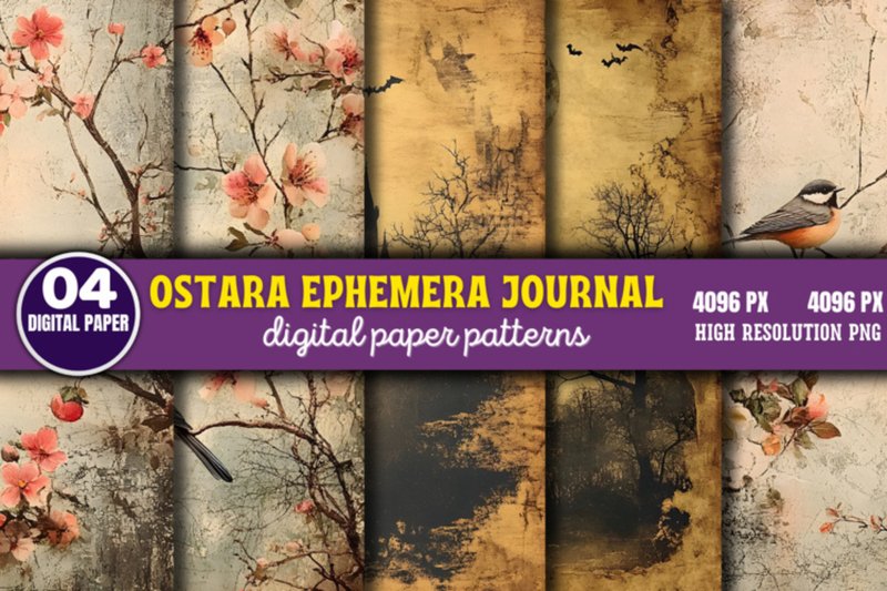 Ostara Ephemera Journal Digital Pattern (by Styled Mockup Studio)