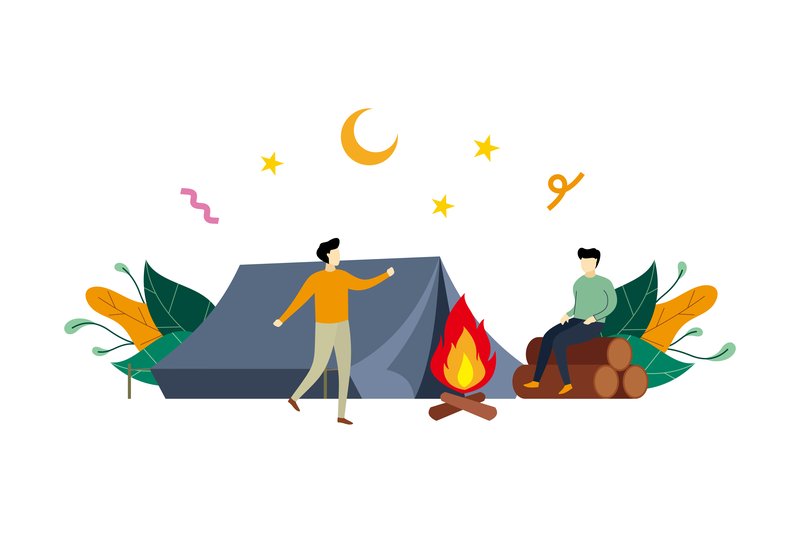 Outdoor Camping Flat Design Illustration (by Lartestudio)