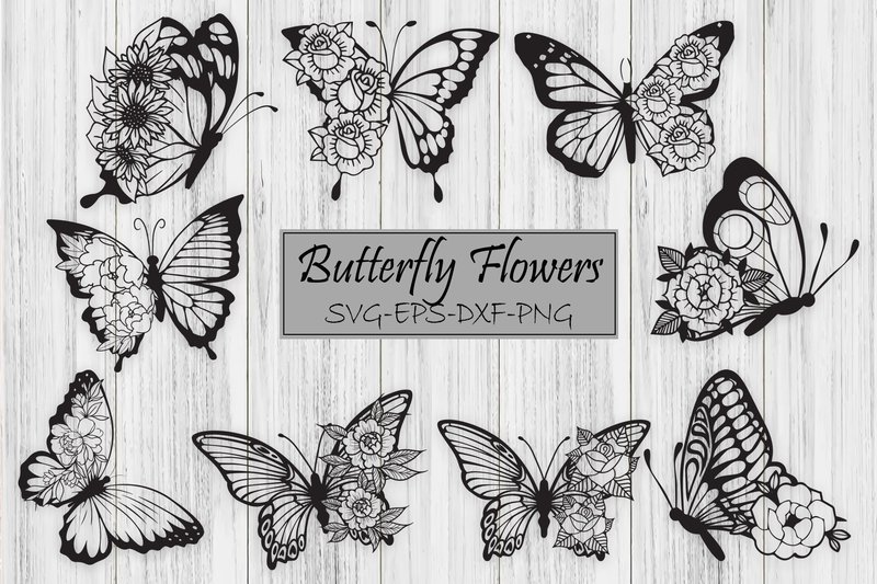Paper Cut Butterfly Flowers SVG Bundle (by wildflowers1994)