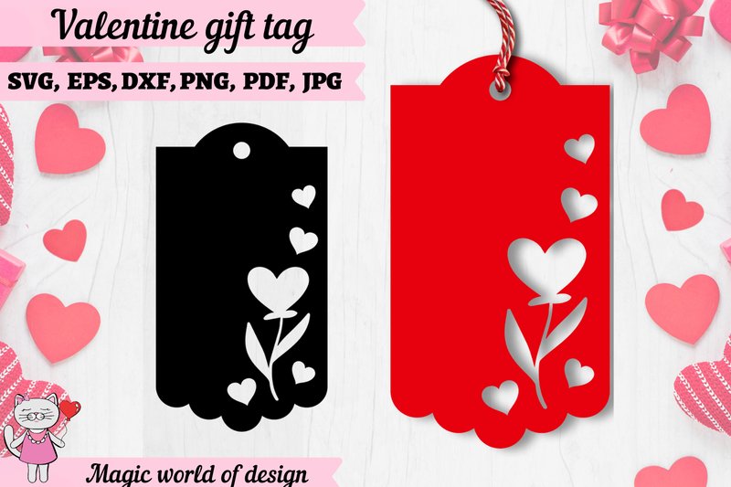 Paper Cut Valentine Tags SVG. (by Magic world of design)