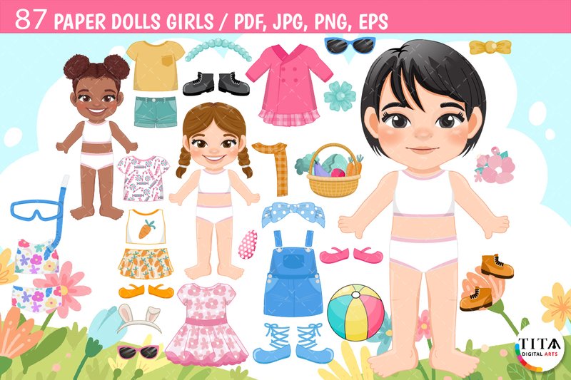 Paper Dolls Girls Clipart (by TitaLivingArt)