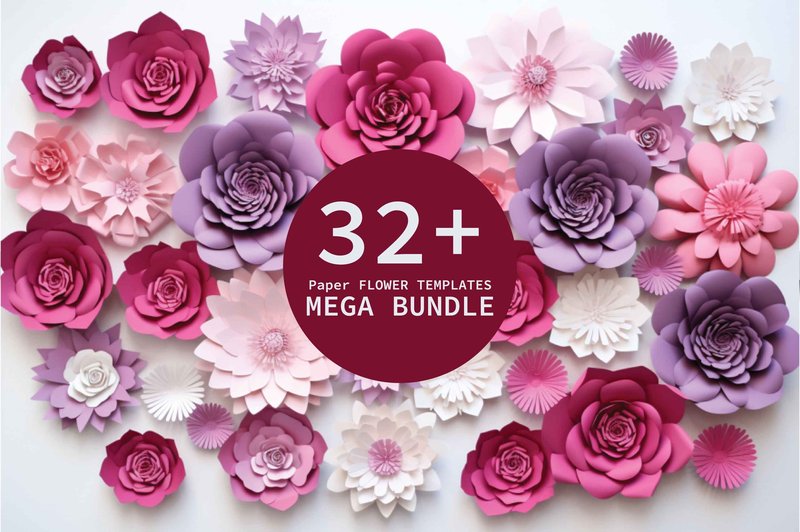 Paper Flower Templates SVG Bundle (by NGISED)