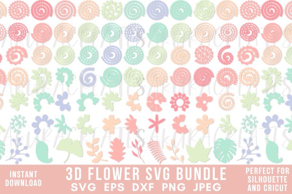 Paper Flowers Rolled Flowers Leaves 3d (by SakuraCreateStudio)