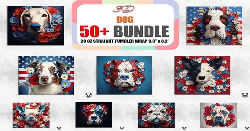 Patriotic Dogs Tumbler Wrap Bundle (by Pandastic)
