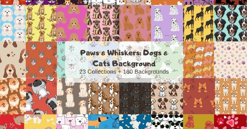 Paws & Whiskers: Dogs & Cats Background Bundle (by All_Design98)