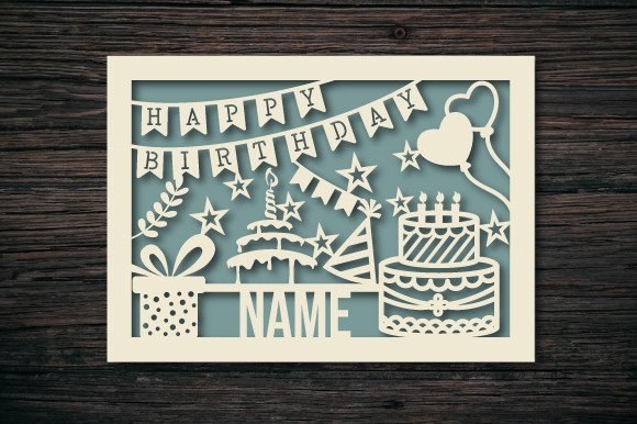 Personalized Birthday Card Paper Cut (by ABStore)
