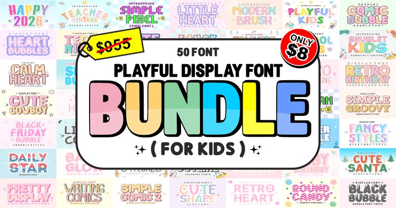 Playful Display Font Bundle (by anamalmusyaffaCreative)